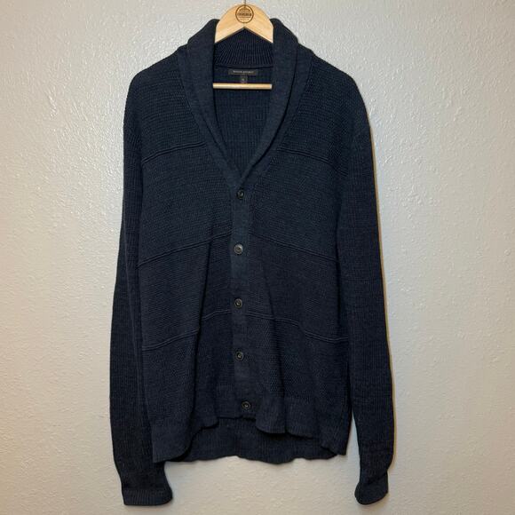 Banana Republic Shawl-Collar Cardigan Sweater Academia 100% Cotton Blue Men’s XL - Picture 3 of 10